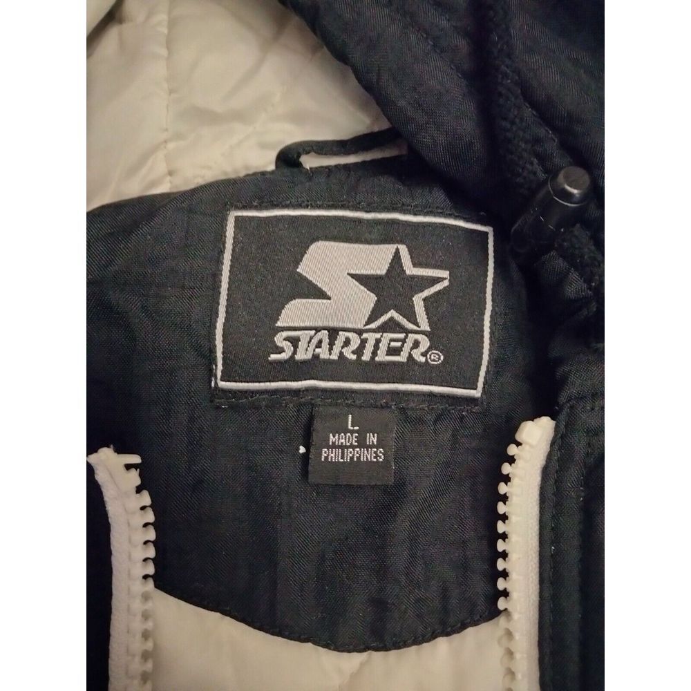 Vintage Starter Brand Men's White Black Puffy Jacket Coat Full Zip Sz Large - Picture 8 of 8
